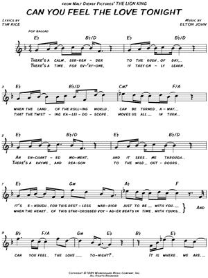 can you feel the love tonight flute pdf